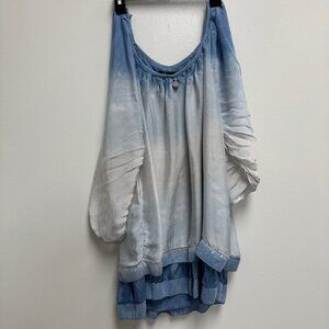Italian Woman’s blouse sequins blue variegated size M